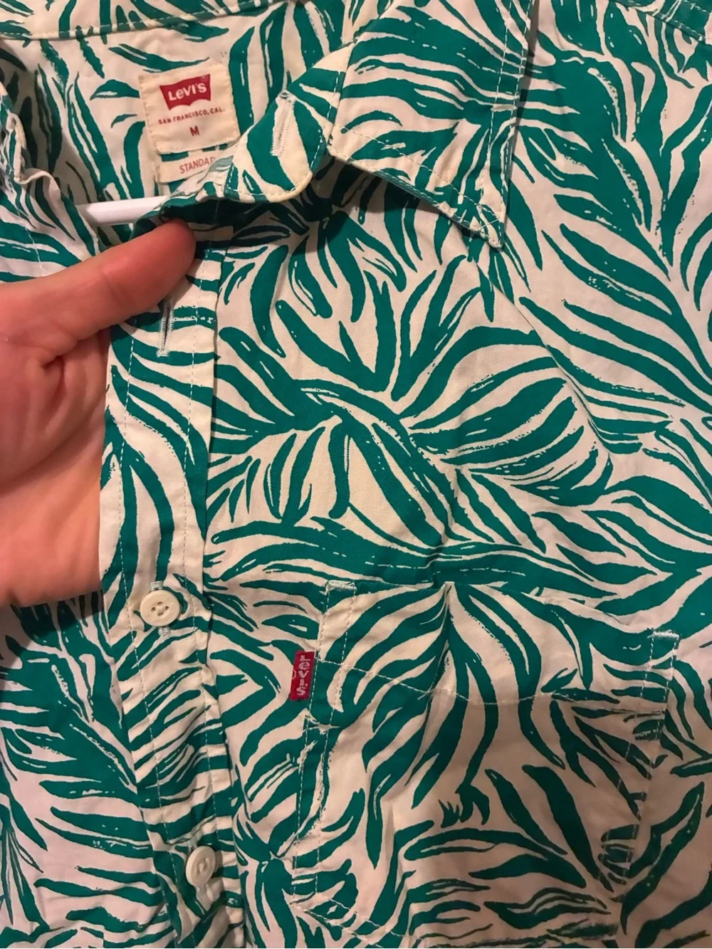 Levi's Teal and White Tropical Print Button-Up Shirt